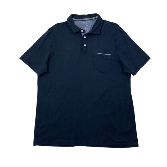 Tahari Polo Shirt Mens XL Extra Large Navy Fine Cotton Interlock Short Sleeve - Picture 1 of 8